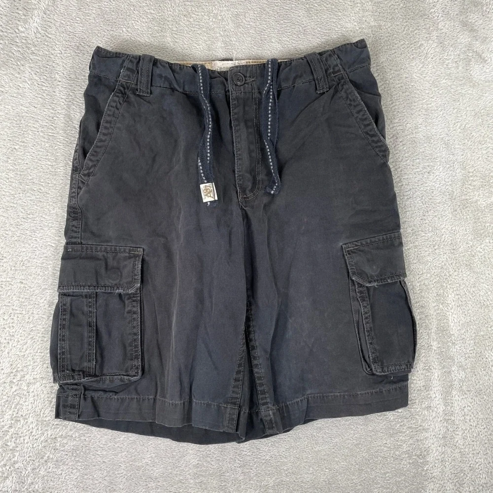 Vintage Aeropostale Cargo Shorts Mens 32 Black Y2K Baggy Cotton Utility Skater